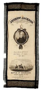 Andrew Jackson Funeral Ribbon, Battle of New Orleans, 1845  