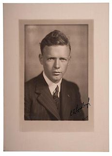 Charles Lindbergh Signed Photograph, Plus Ticket & Menu from 1927 Events Honoring Lindbergh 
