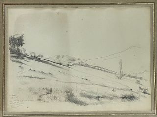 Jervis McEntee Pencil Sketch Mountain Sketch 1858