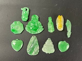 A Group of Ten Chinese Jadeite Pendant