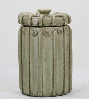 A Chinese Celadon Porcelain Vase With Lid