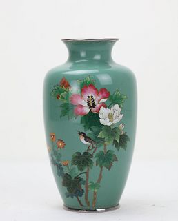 A Japanese Antique Cloisonne Enamel Silver Vase