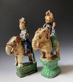 Antique Pottery King and Queen Ride on the Elephant