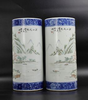 A Pair of Chinese Famille Rose Porcelain Hat Stand