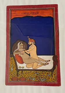 Early 20th C India Jaipur School Erotic Rajasthani