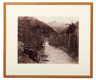 William Henry Jackson Albumen Photograph, "Canon of the Rio Las Animas and Needle Mountains"