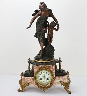 Moreau Bronze Sculpture and French Clock
