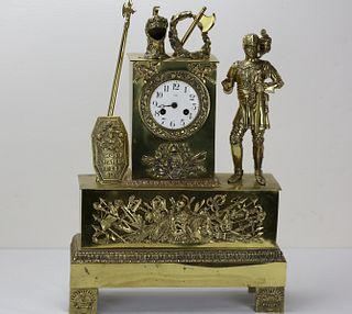 Antique French Gilt Bronze Mantel Clock Amour Alaplus