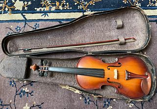 Antique Violin with Bow and Carrying Case