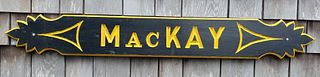 Vintage Hand Carved and Painted Nantucket Quarterboard, "MacKAY"