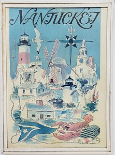 Vintage George Lloyd Nightingale 1974 Nantucket Land Mark Poster Print