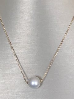 Fine 12mm White South Sea Pearl 14k Yellow Gold Chain Necklace