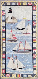 Vintage Claire Murray Nautical Nantucket Hooked Rug Runner
