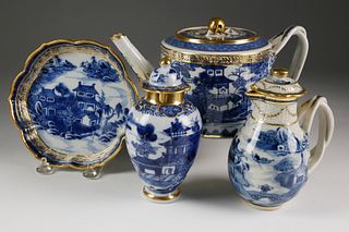 Group of Chinese Export Porcelain Blue Tea Wares, circa 1770s