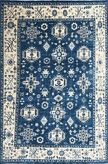 Hand Knotted Peshawar Carpet in a Karajeh Design