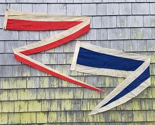 Two Antique Nautical Yacht Pennant Streamers, late 19th Century