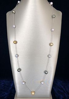 Fine 9mm-11mm South Sea and Akoya Cultured Pearl Necklace