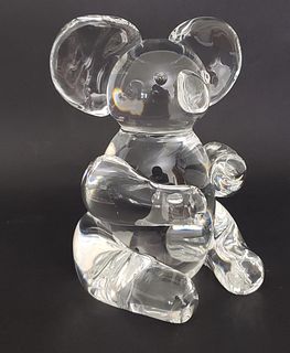 Vintage Signed Steuben Clear Crystal Koala Bear Art Glass Figure