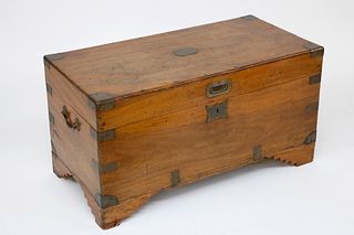 Chinese Export Camphorwood Brass Bound Trunk, 19th Century