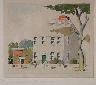Doris and Richard Beer Watercolor on Paper "Maria Mitchell House"