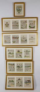 Set of Six Framed Tony Sarg's "Mary and Freckles in Nantucket" Color Illustrated Book Plates