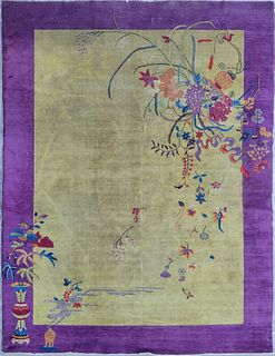 Antique Floral Pictorial Chinese Peking Carpet, circa 1920