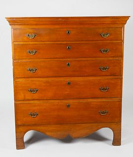 American Cherry Five-Drawer Tall Chest, 18th Century