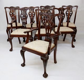 Set of 8 Centennial Carved Mahogany Dining Chairs