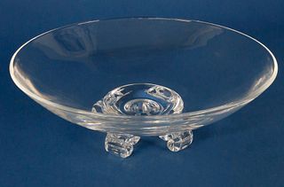 Large Signed Steuben Clear Glass Crystal Bowl