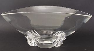 Vintage Signed Steuben Clear Crystal Oval Center Piece Bowl