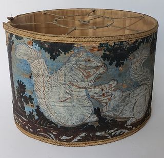 19th Century Squirrel Decorated Wallpaper Band Box Lampshade