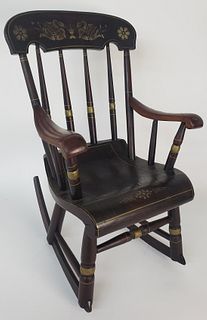 American Sheraton Mahogany Grain Painted Child's Rocking Chair, 19th Century