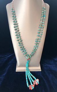 Native American Heishi Chunk Turquoise Necklace