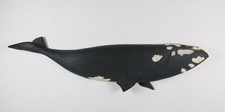 Vintage Carved and Painted Right Whale Plaque
