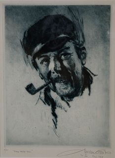 Gordon Hope Grant Limited Edition Black and White Lithograph "Deep Water Man"