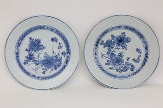 Pair of Chinese Export Porcelain Blue Dinner Plates, circa 1750