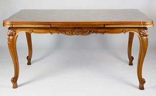 French Parquetry Inlaid Extension Dining Table