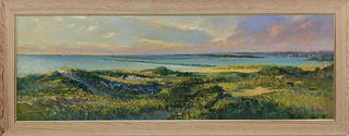 Illya Kagan Oil on Linen "Panoramic Distant View of Nantucket Harbor and the Jetties"