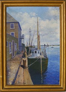 James Francis Barker Oil on Canvas "The Endeavor - Nantucket"