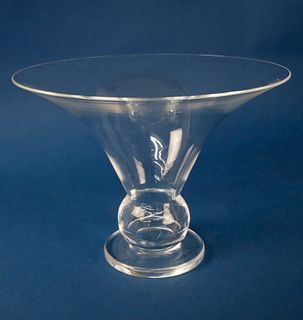 Large Signed Steuben Clear Glass Crystal Bouquet Vase