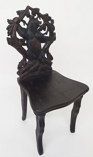 19th Century Carved Black Forest Side Chair