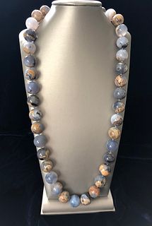 20mm Polished Chalcedony Bead Necklace
