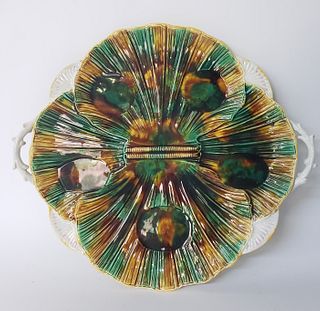 Antique Majolica Shell Form Serving Platter