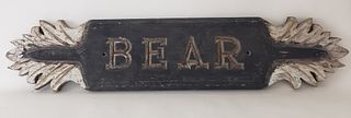 Vintage Diminutive Hand Carved and Painted, "Bear", Quarterboard