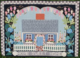 Vintage Claire Murray Nantucket Hand Hooked Rug Carpet, "Home Sweet Home"