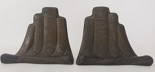 Pair of Art Metal Construction Company Bronze Book Form Bookends
