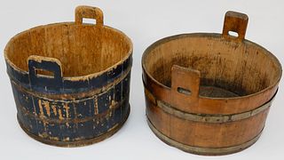 Two 19th Century Painted Wood Wash Basins