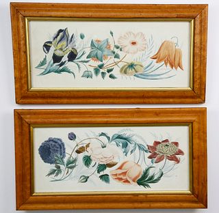 Pair of English Watercolor Studies of Spring Flowers, 19th Century