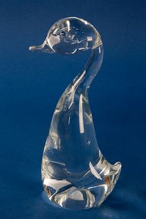Signed Steuben Clear Glass Crystal Duckling