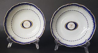 Pair of Chinese Export Deep Saucers, 19th Century